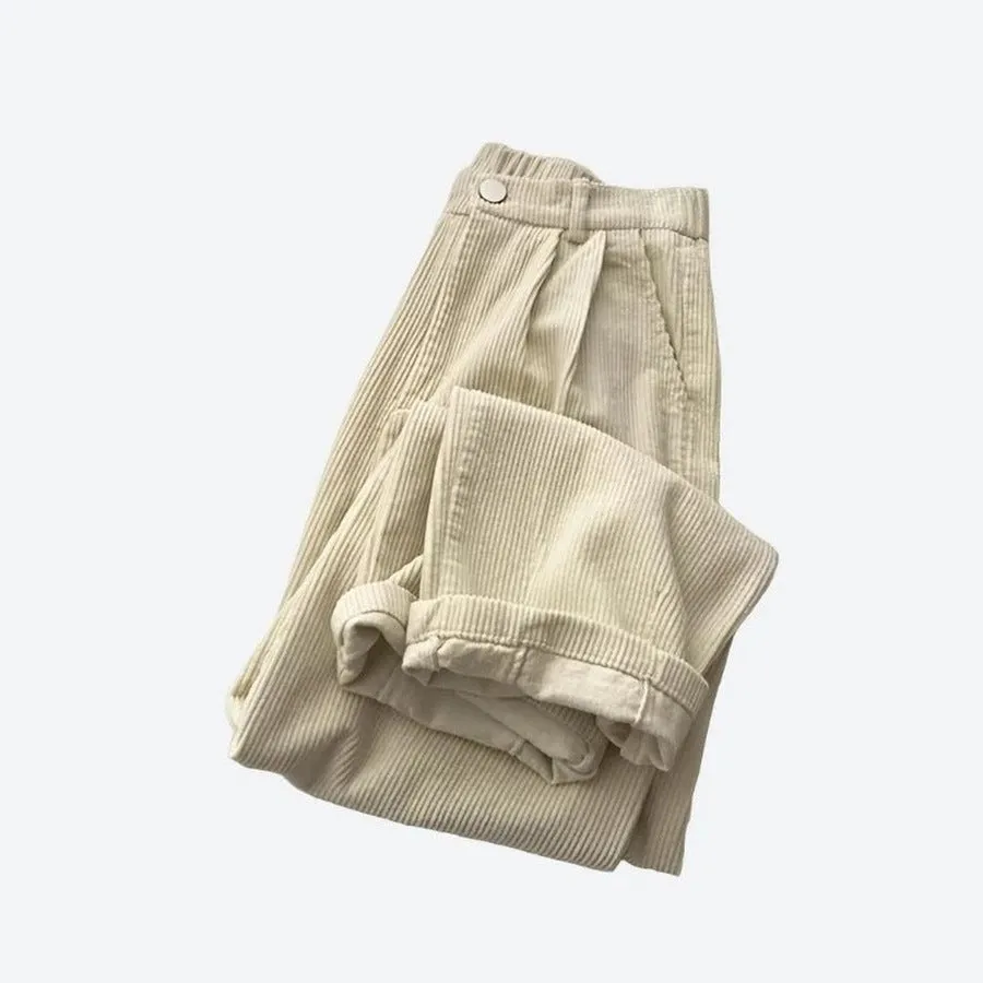 Comfortable High-Waist Corduroy Trousers