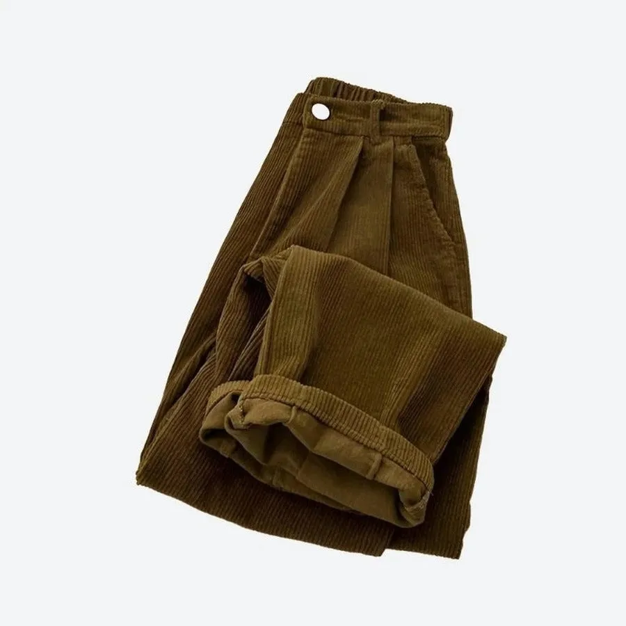 Comfortable High-Waist Corduroy Trousers