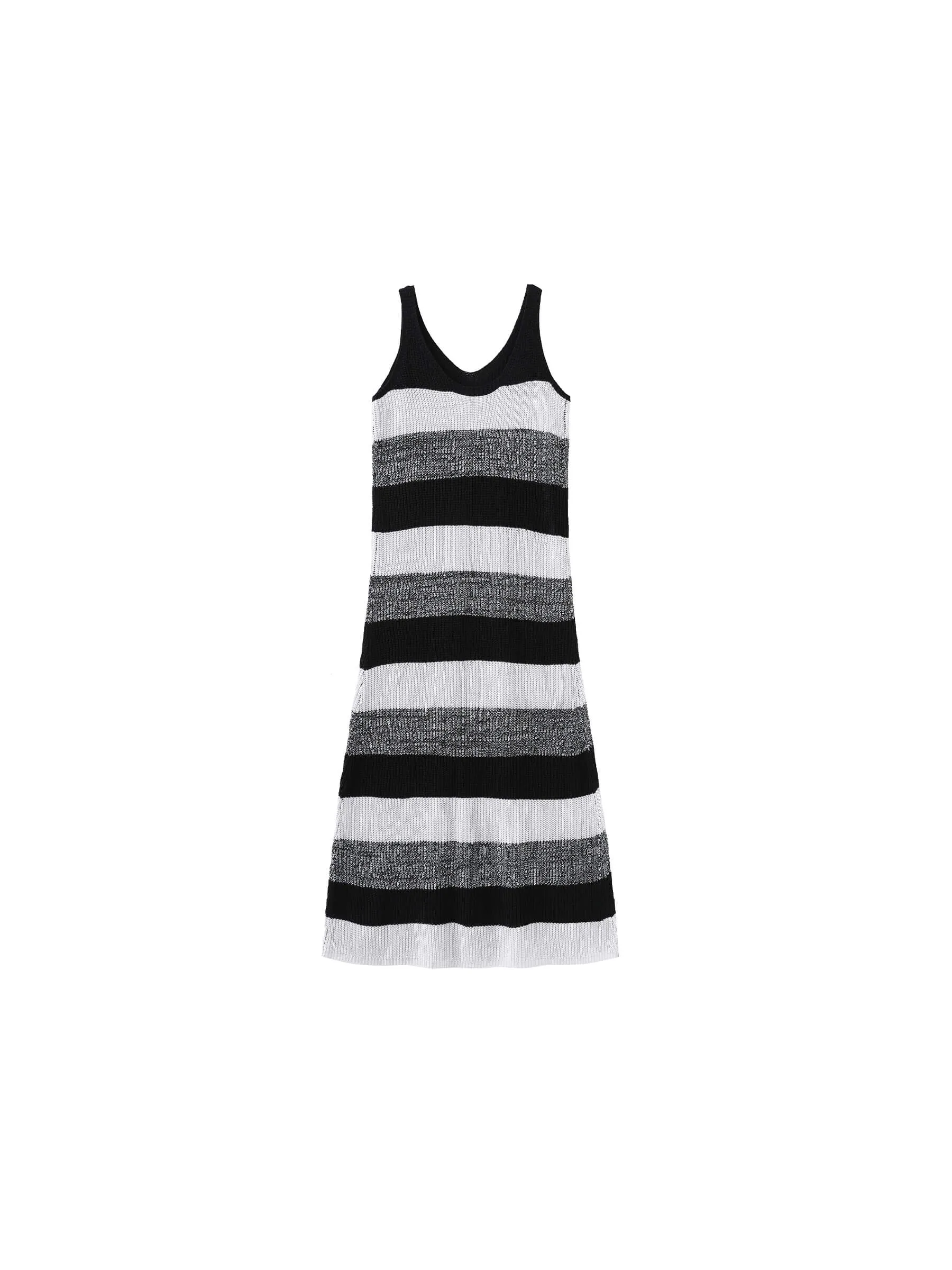 Contrast Striped Knitted Sleeveless Dress