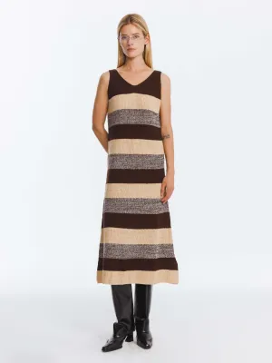 Contrast Striped Knitted Sleeveless Dress