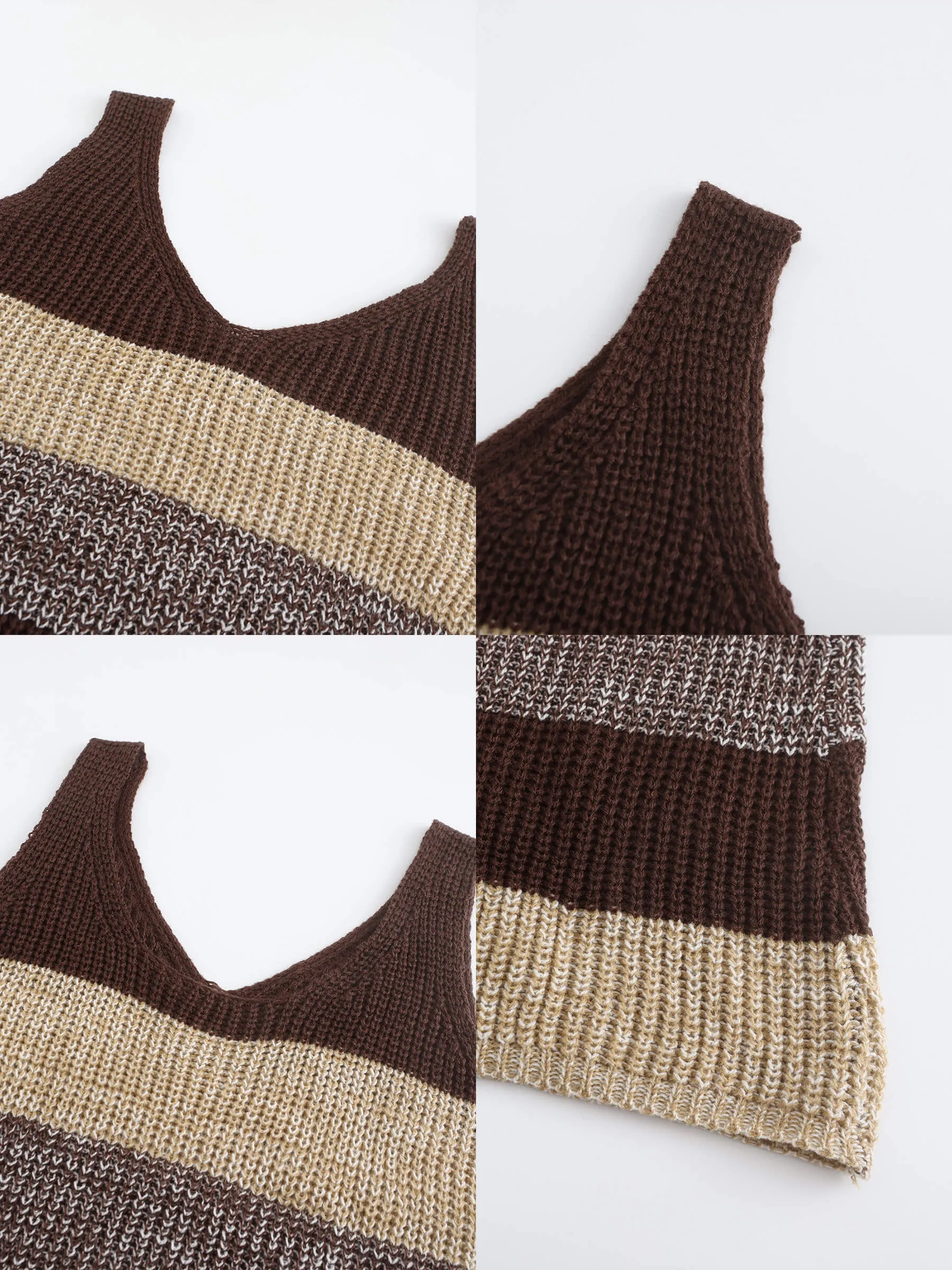 Contrast Striped Knitted Sleeveless Dress