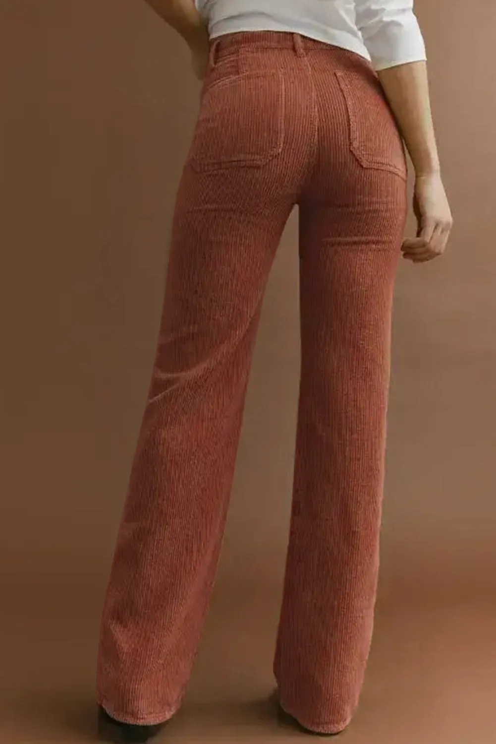 Corduroy High Waist Pocketed Pants