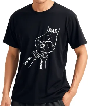 Custom Dad Shirt, Personalized Fist Bump Shirts with Kids Name Photo, Customized Fathers Day Tshirt Gifts for Papa Grandpa