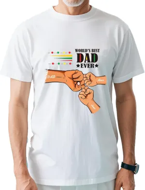 Custom Dad Shirt, Personalized Fist Bump Shirts with Kids Name Photo, Customized Fathers Day Tshirt Gifts for Papa Grandpa