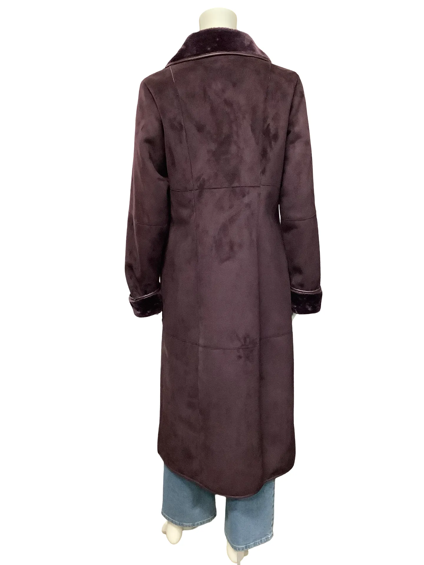 Dennis Basso Maxi Length Faux Shearling Suede Coat Size: XS