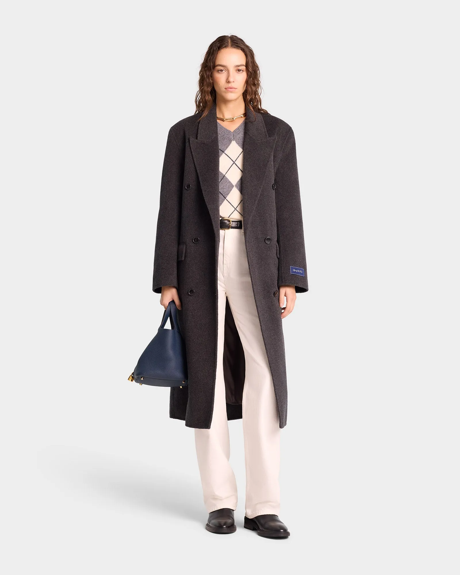 Double Faced DB Cashmere Coat - Anthracite