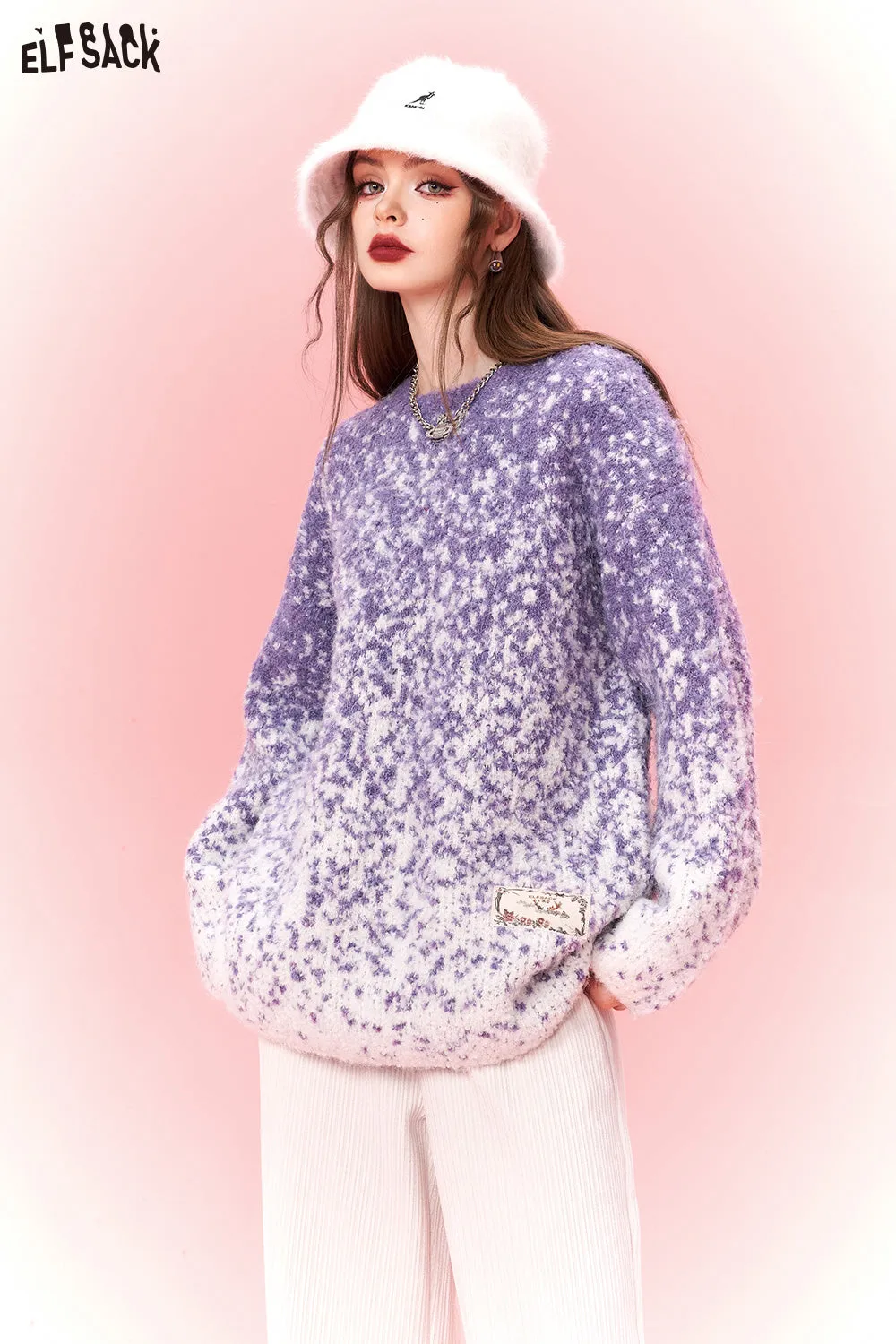 ELFSACK Plus Size Dot Sweaters Women 2023 Winter New Chinese Style Designer Clothes