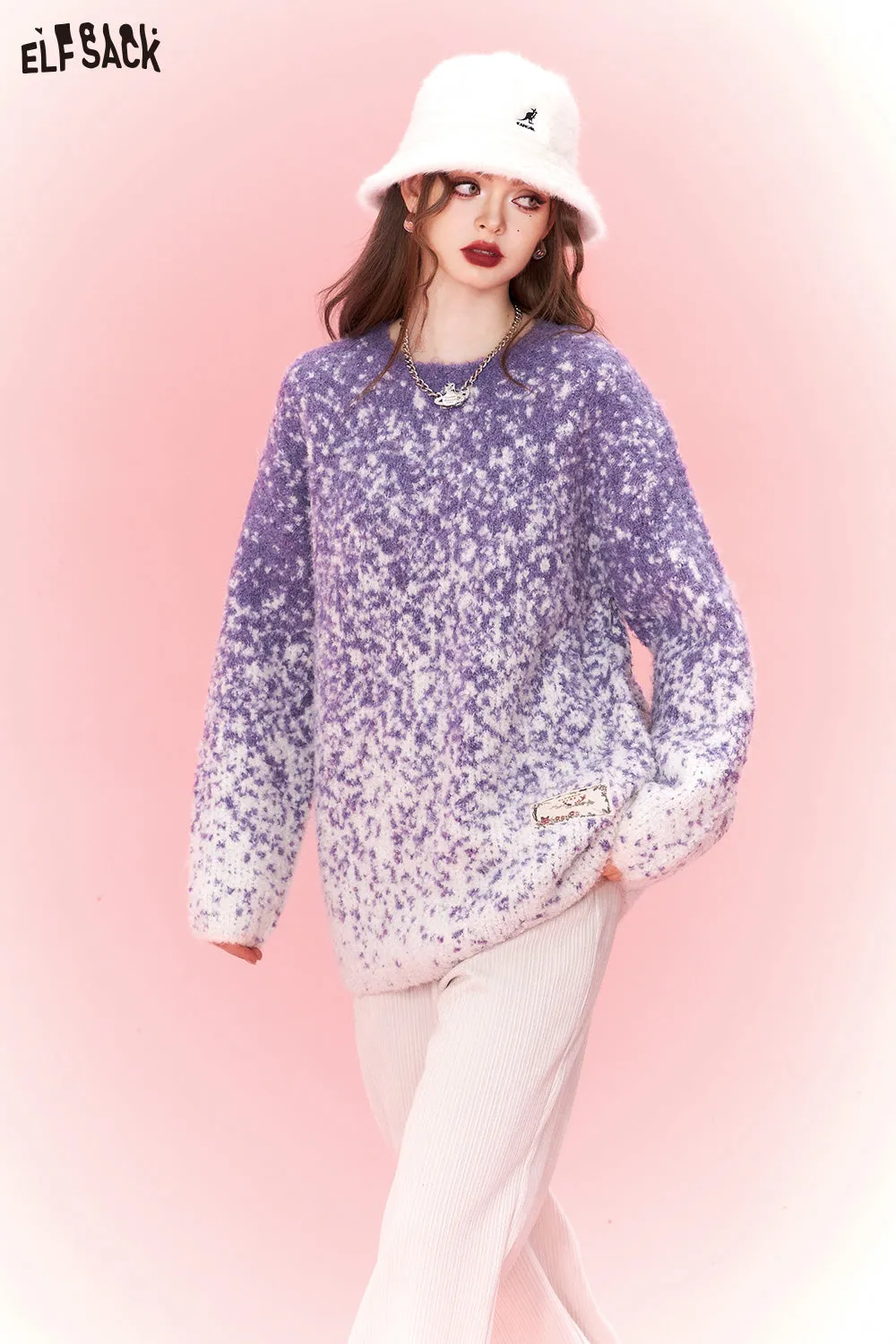 ELFSACK Plus Size Dot Sweaters Women 2023 Winter New Chinese Style Designer Clothes