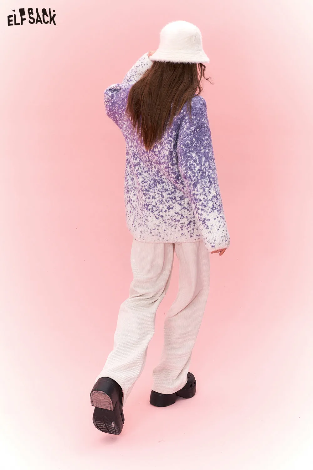 ELFSACK Plus Size Dot Sweaters Women 2023 Winter New Chinese Style Designer Clothes