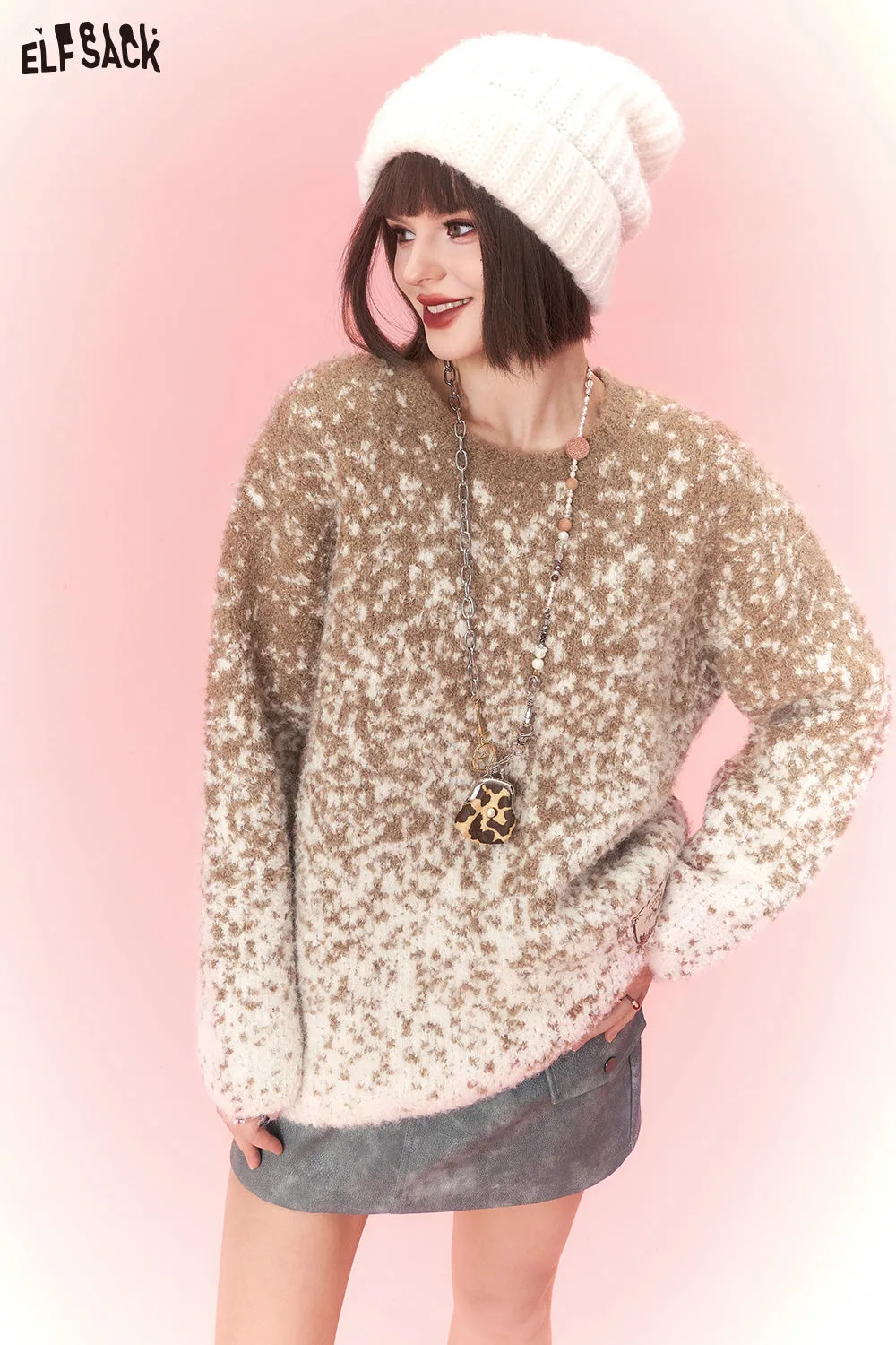 ELFSACK Plus Size Dot Sweaters Women 2023 Winter New Chinese Style Designer Clothes