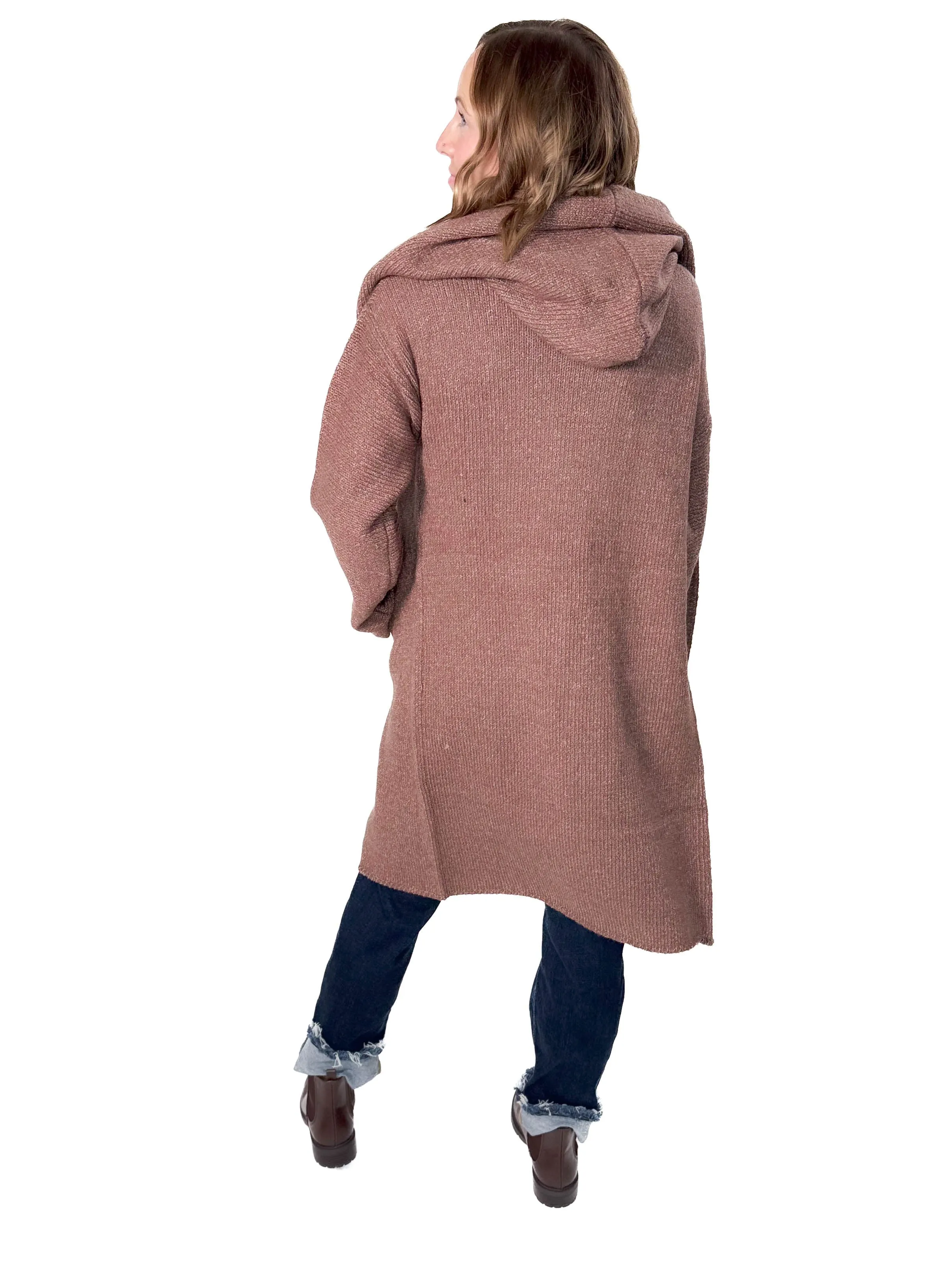 Ellesbeth Oversized Two Pocket Hooded Coatigan- VINTAGE MAUVE