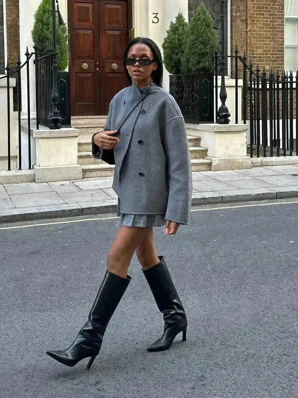 Fall Winter Double Breasted Solid Color Cashmere coat for women