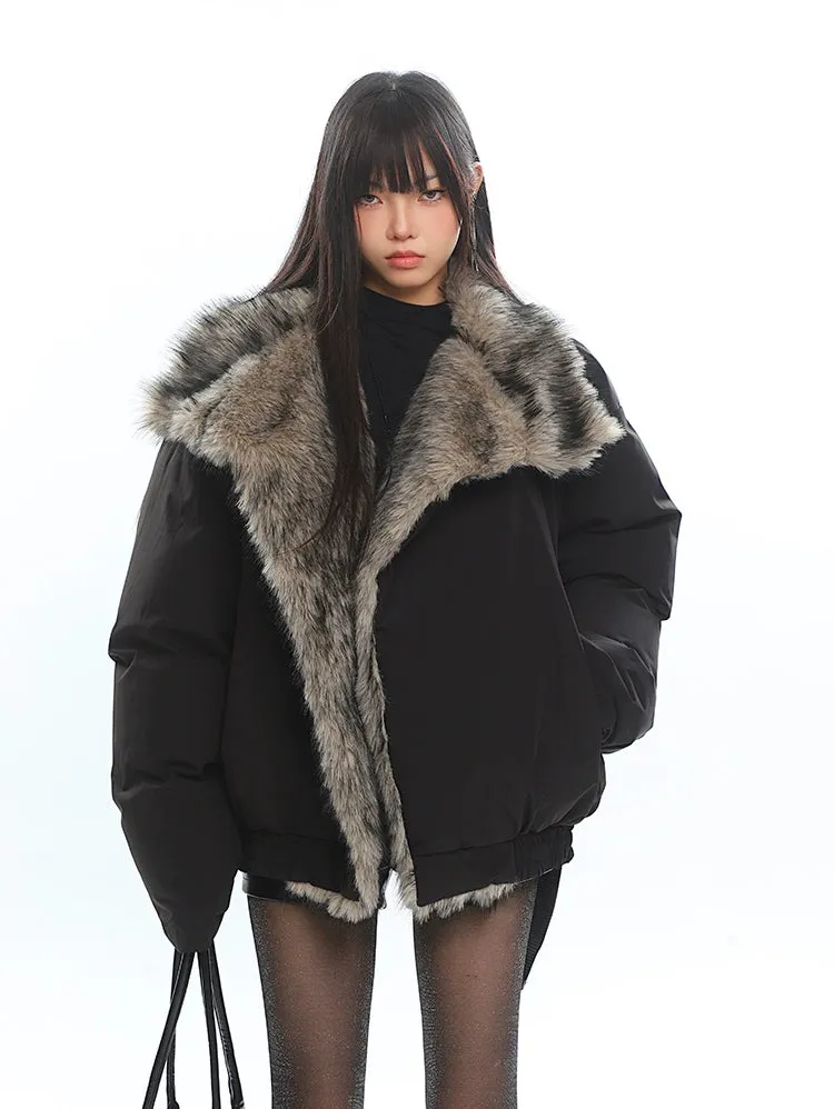 Faux Fur Lined Oversized Puffer Jacket