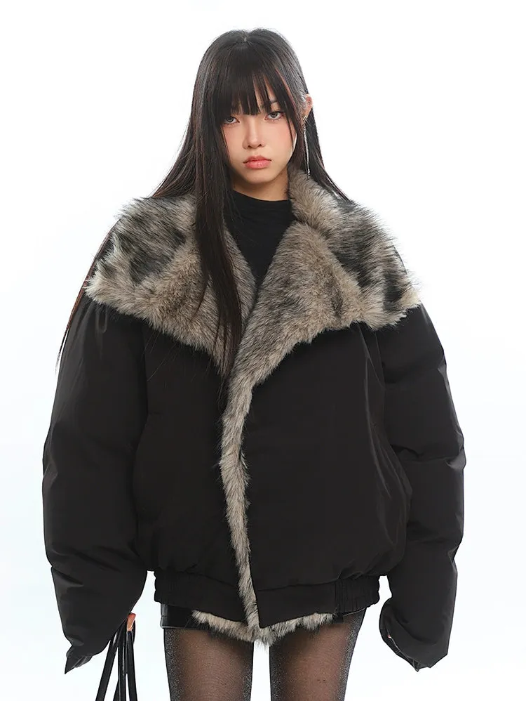 Faux Fur Lined Oversized Puffer Jacket