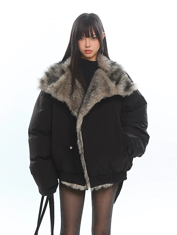 Faux Fur Lined Oversized Puffer Jacket