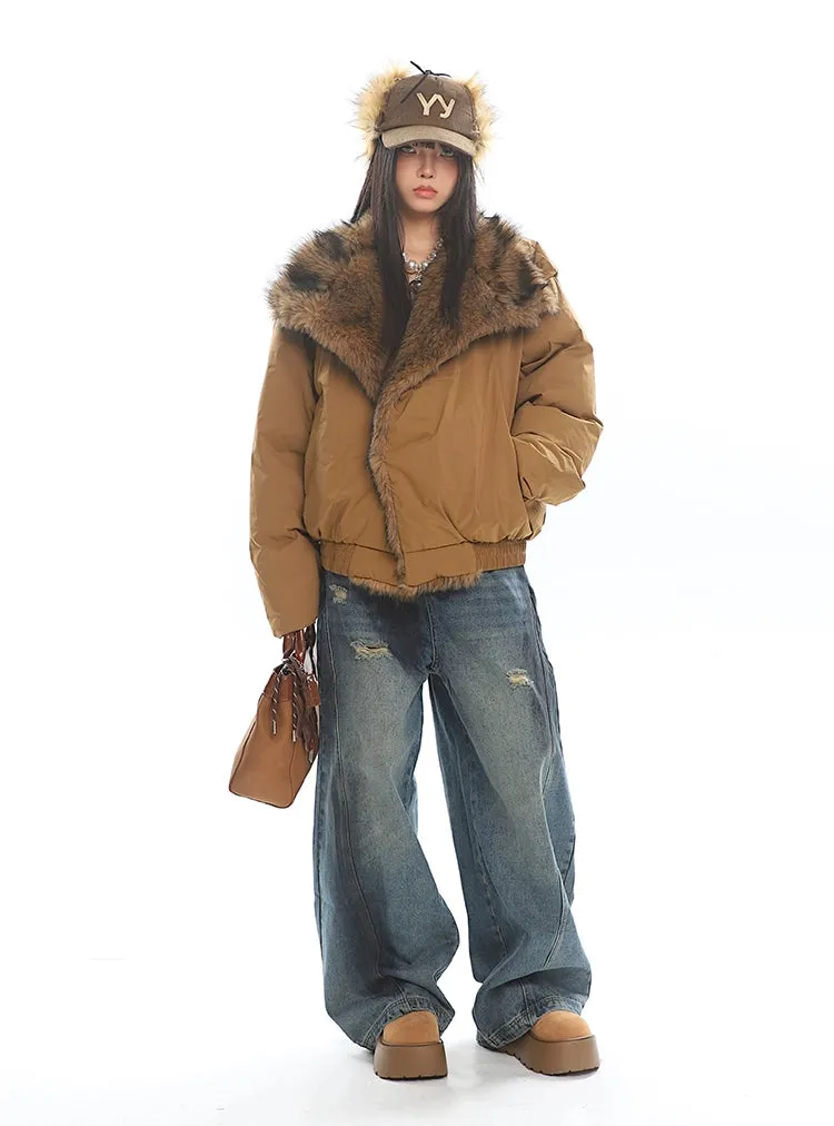 Faux Fur Lined Oversized Puffer Jacket