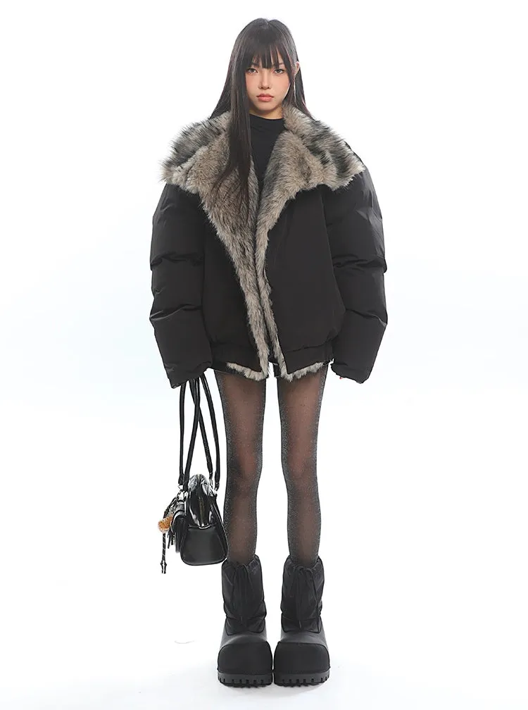 Faux Fur Lined Oversized Puffer Jacket