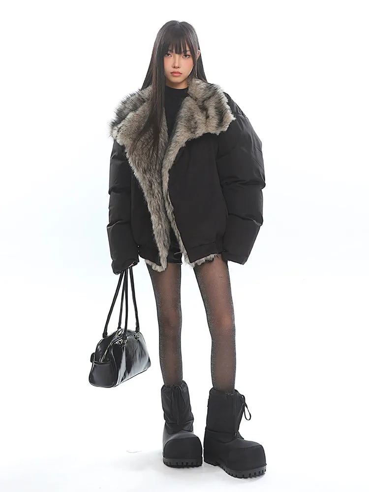Faux Fur Lined Oversized Puffer Jacket