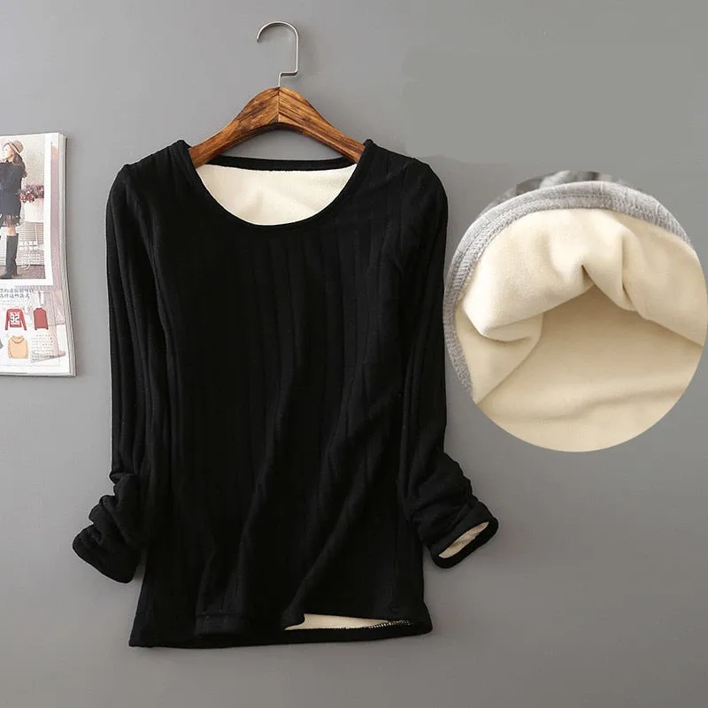 Fleece-Lined Thermal Women's Long Sleeve Tee