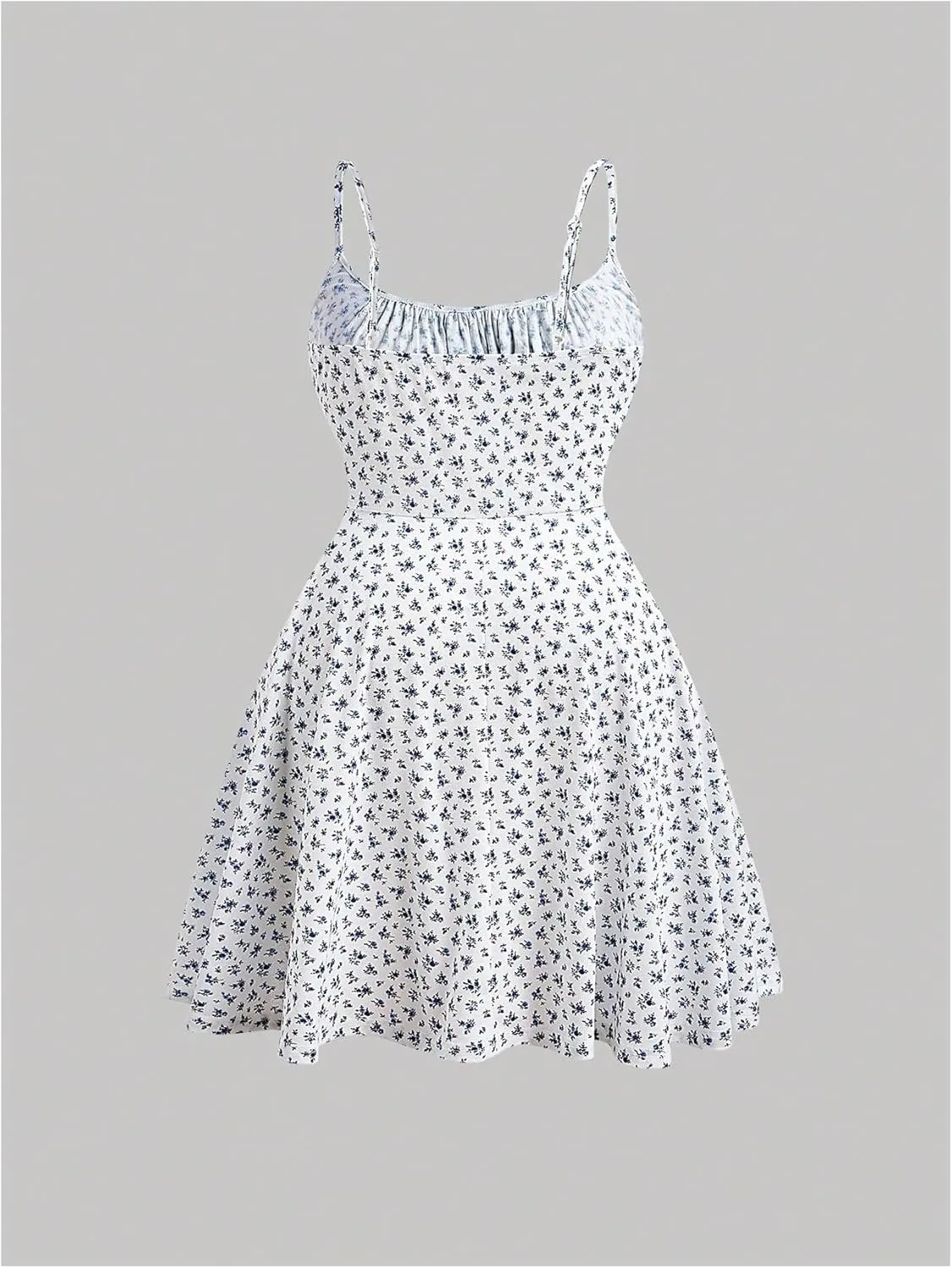 Floerns Women's Plus Size Boho Floral Milkmaid Bow Tie Ruched Cami Summer Holiday Flowy Mini Dress
