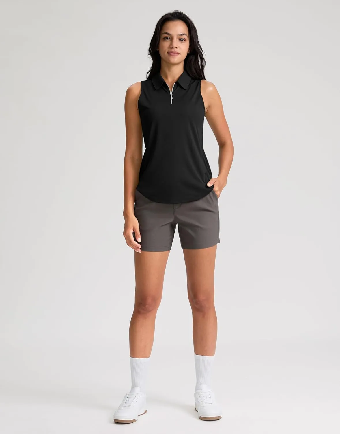 G Gradual Womens Golf Shirt Sleeveless Zip Up Polo Shirts for Women Collared Lightweight Tennis Athletic Tank Top