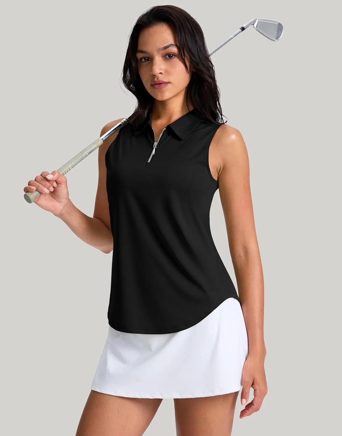 G Gradual Womens Golf Shirt Sleeveless Zip Up Polo Shirts for Women Collared Lightweight Tennis Athletic Tank Top
