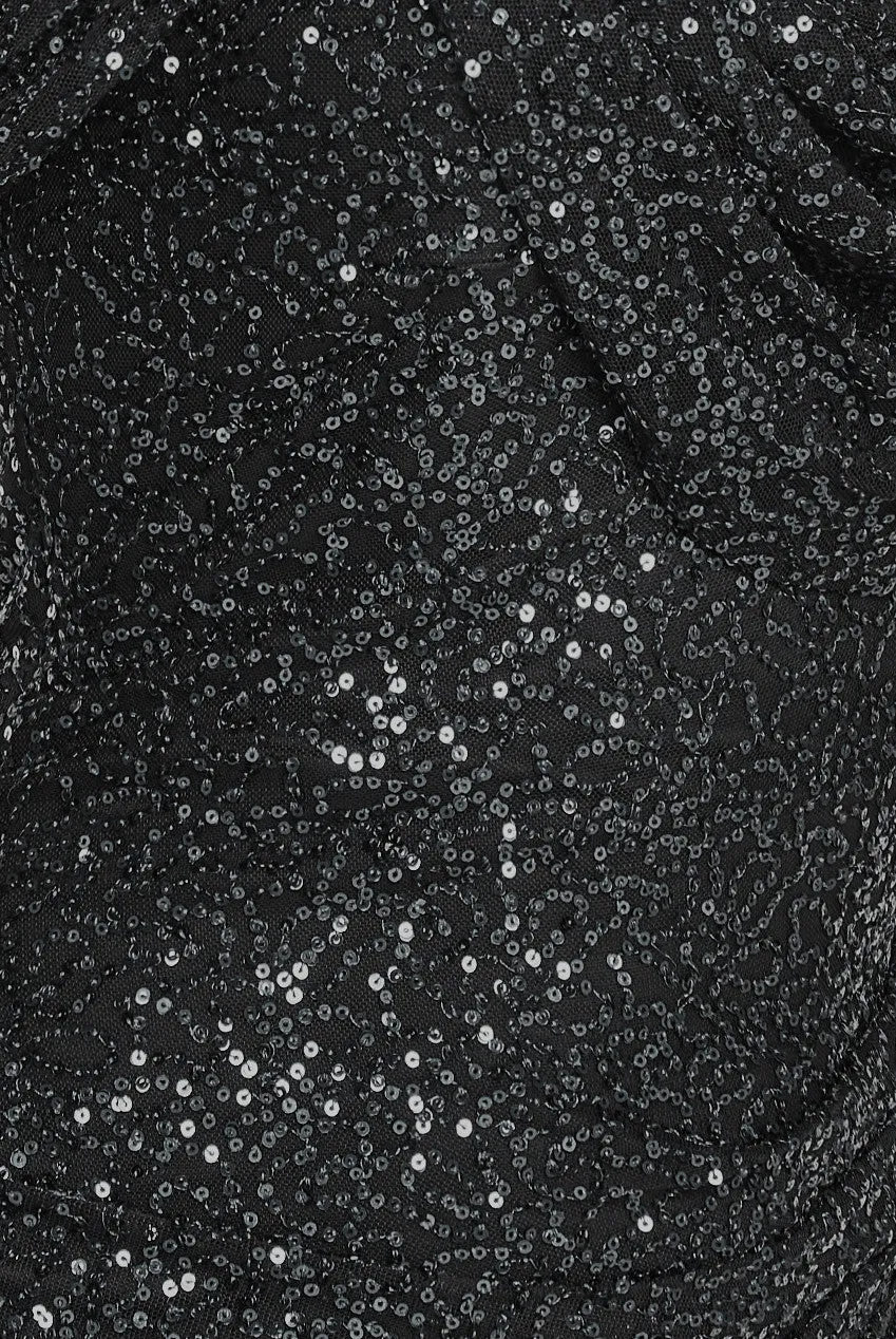 Goddiva Sequin Cowl One Shoulder Maxi Dress - Black