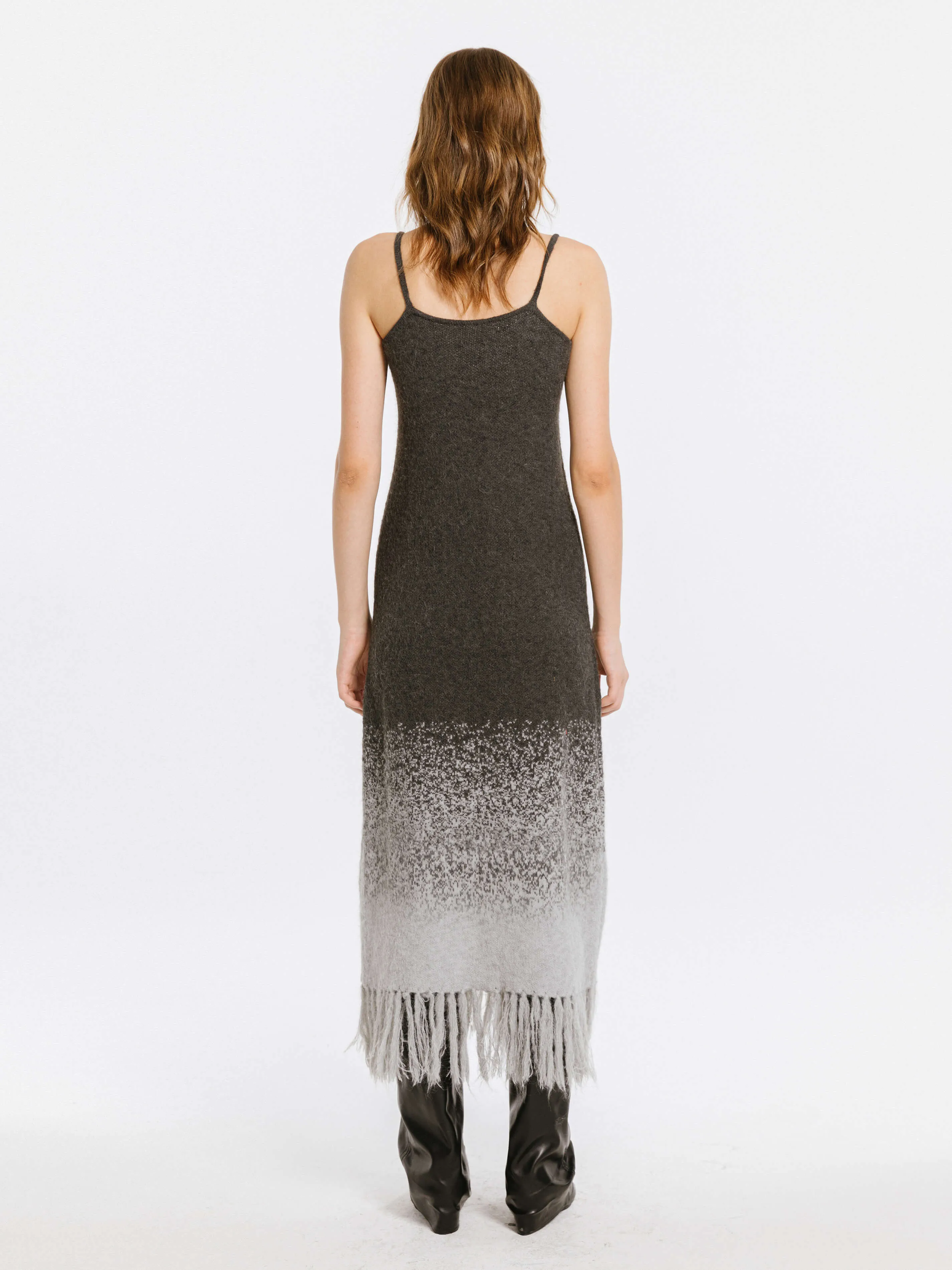 Gradient Knitted Maxi Dress with Wool Blend