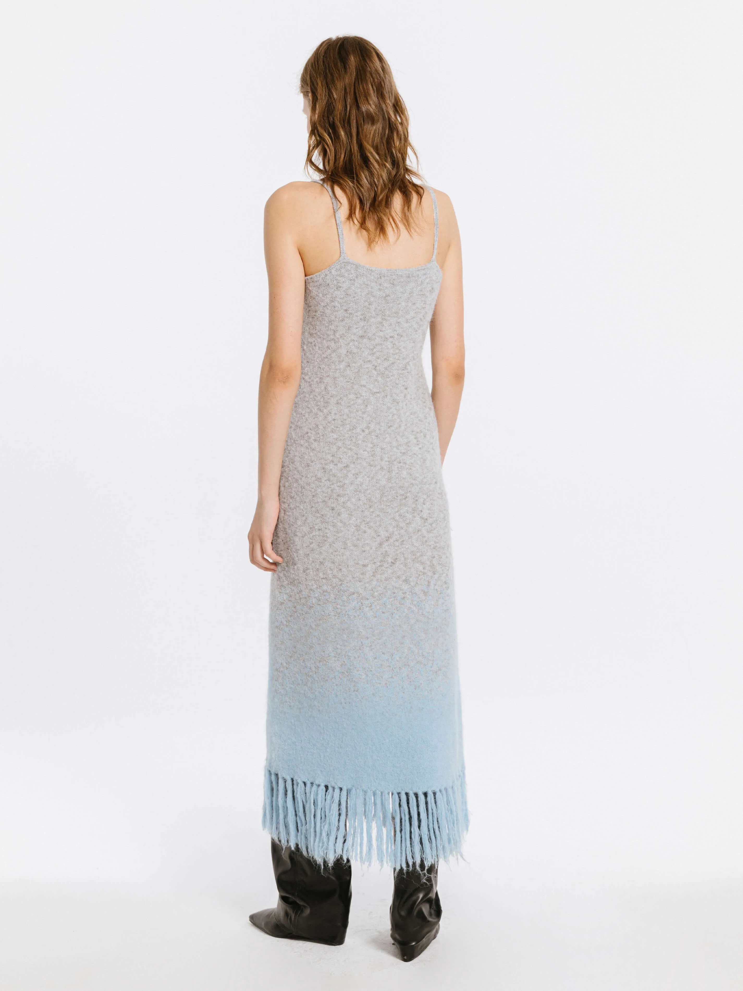 Gradient Knitted Maxi Dress with Wool Blend