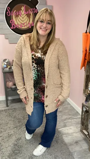 Hooded Popcorn Cardigan