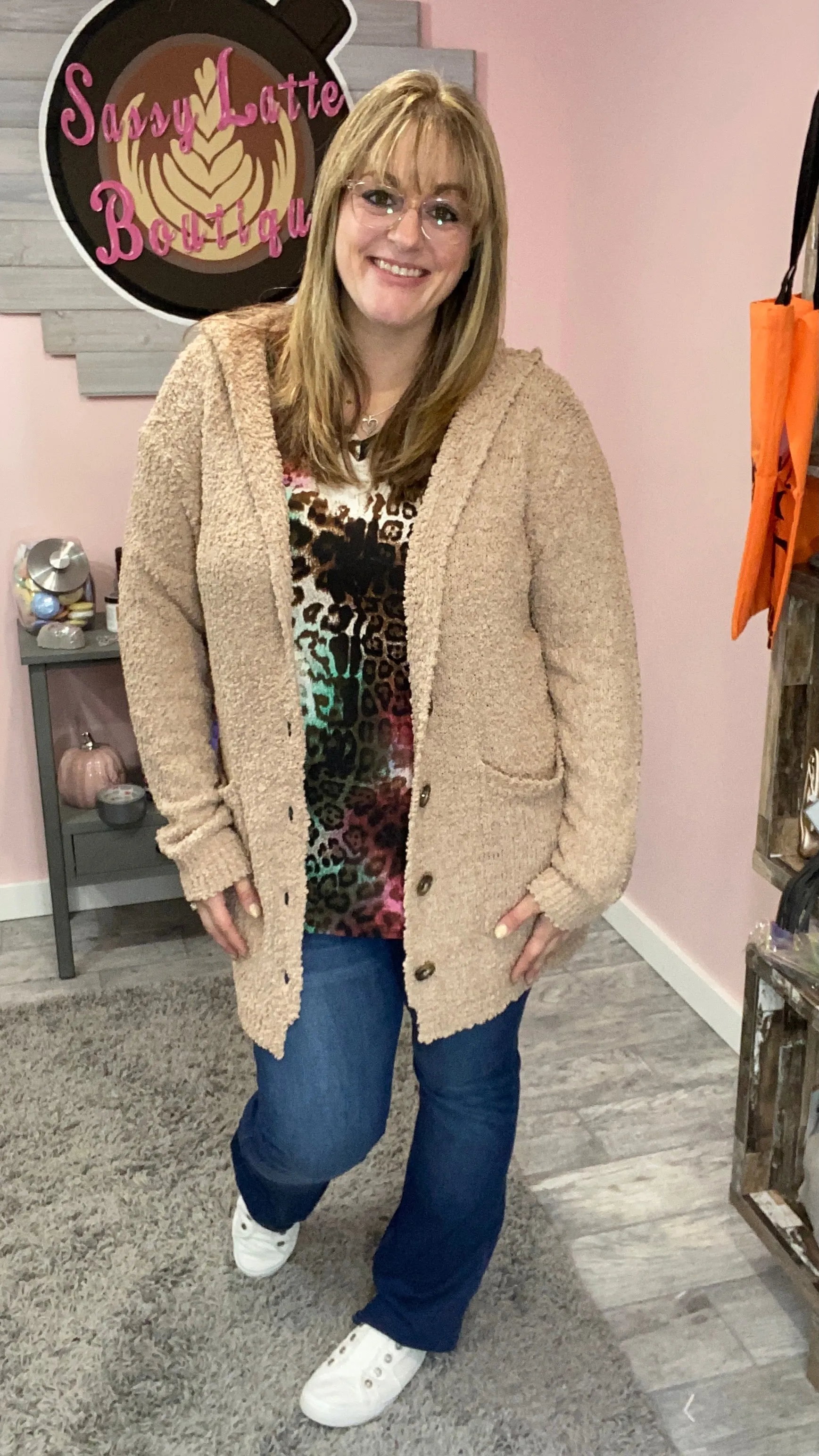 Hooded Popcorn Cardigan