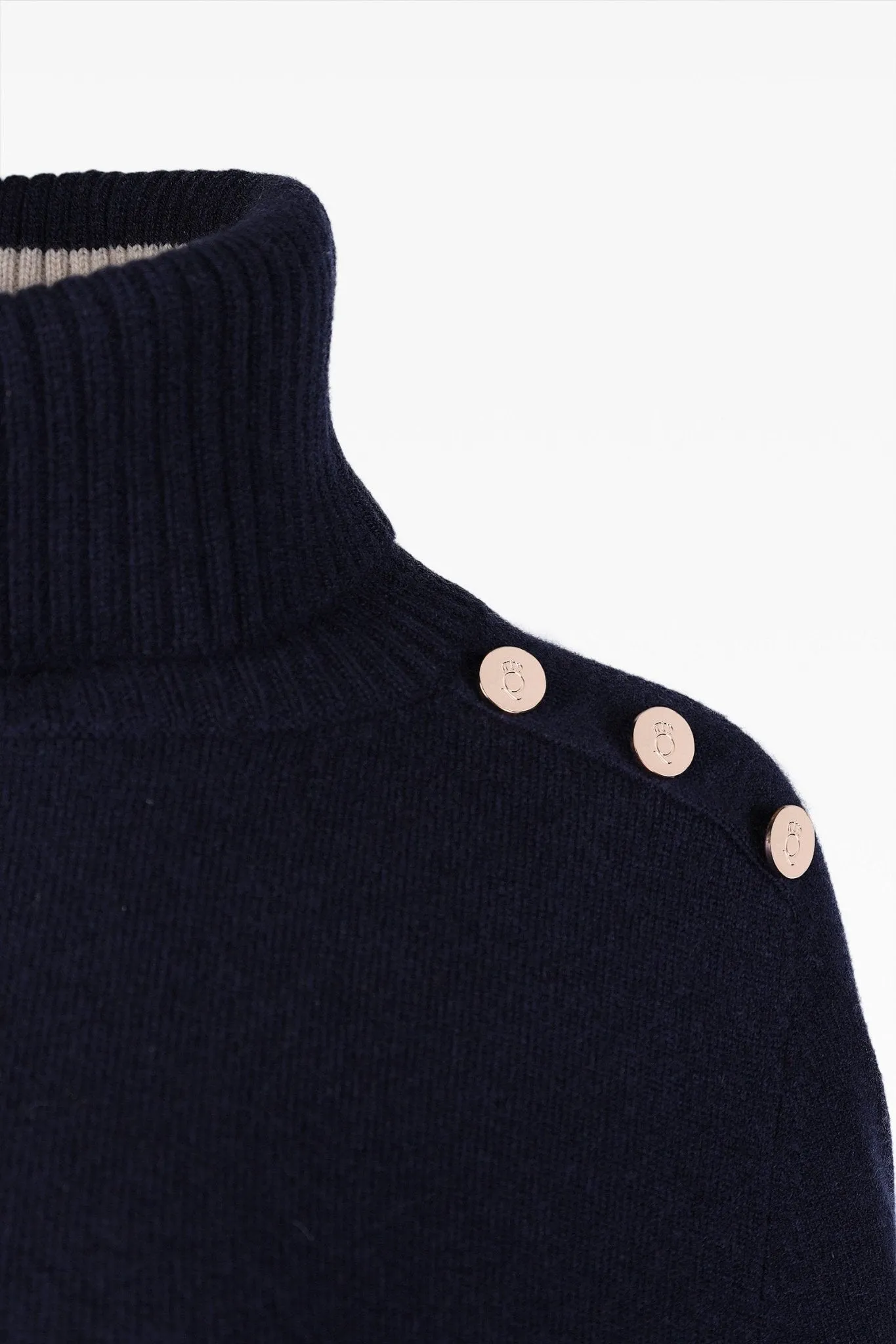 Ivy Ladies Roll Neck in Deep Sea Blue: Cashmere & Wool Blend