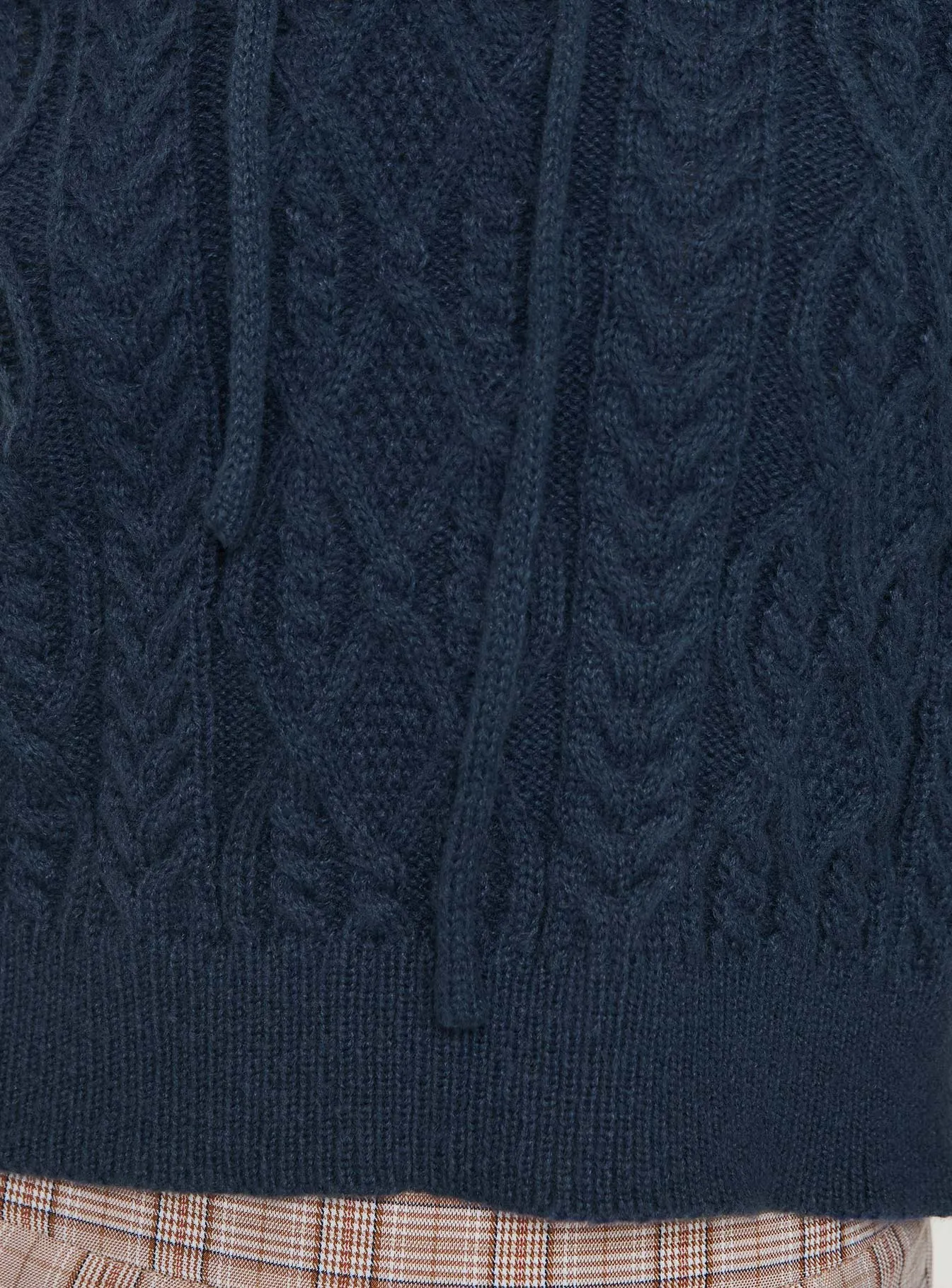 Jorvik Cropped Cable Knit Hoodie Navy