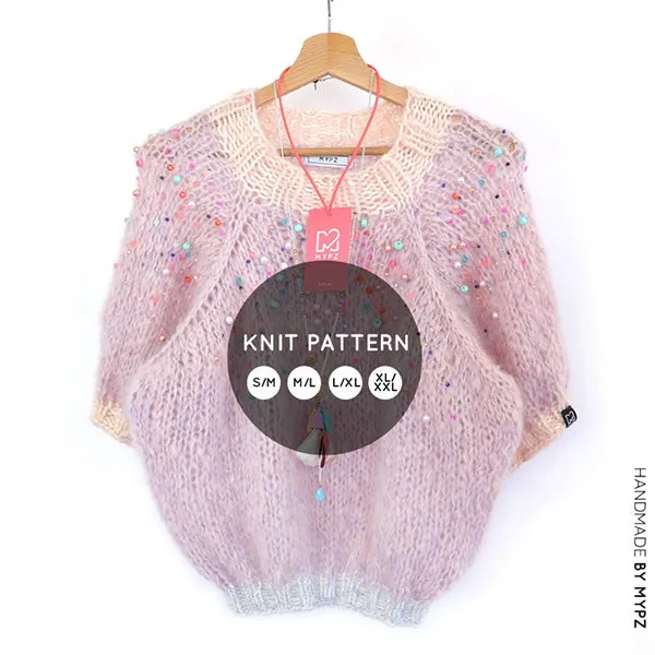 Knit pattern – MYPZ light top-down sweater Diamonds and Pearls No10 (ENG-NL)