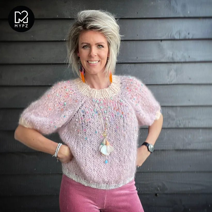 Knit pattern – MYPZ light top-down sweater Diamonds and Pearls No10 (ENG-NL)