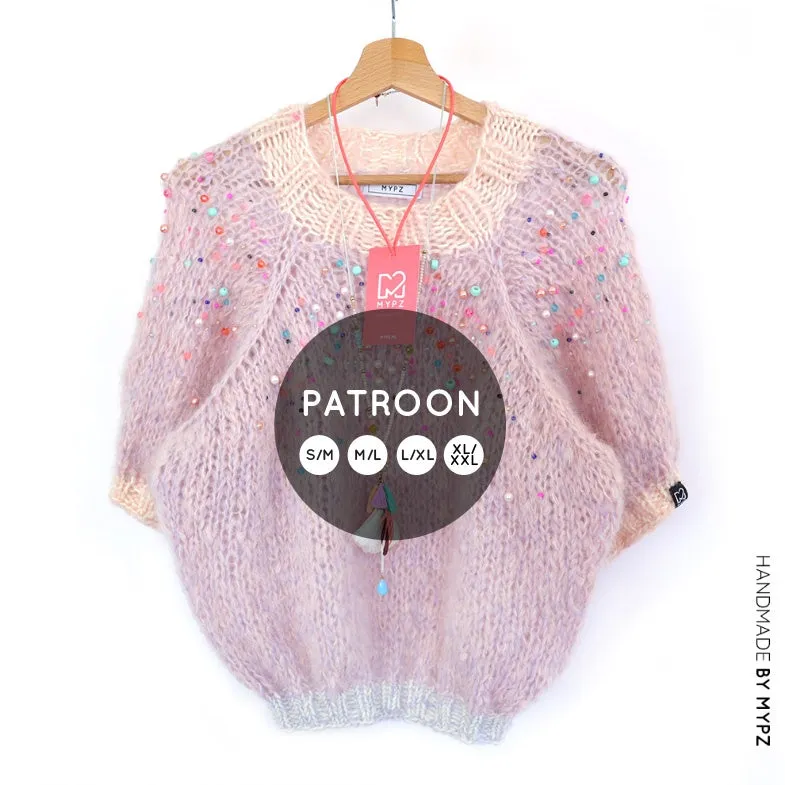 Knit pattern – MYPZ light top-down sweater Diamonds and Pearls No10 (ENG-NL)