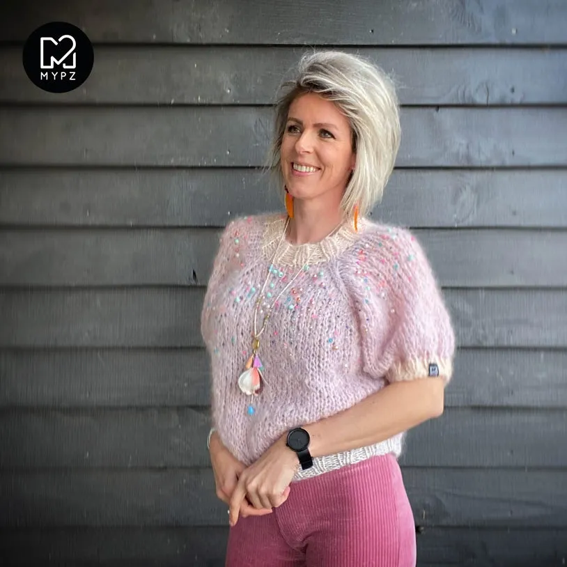 Knit pattern – MYPZ light top-down sweater Diamonds and Pearls No10 (ENG-NL)