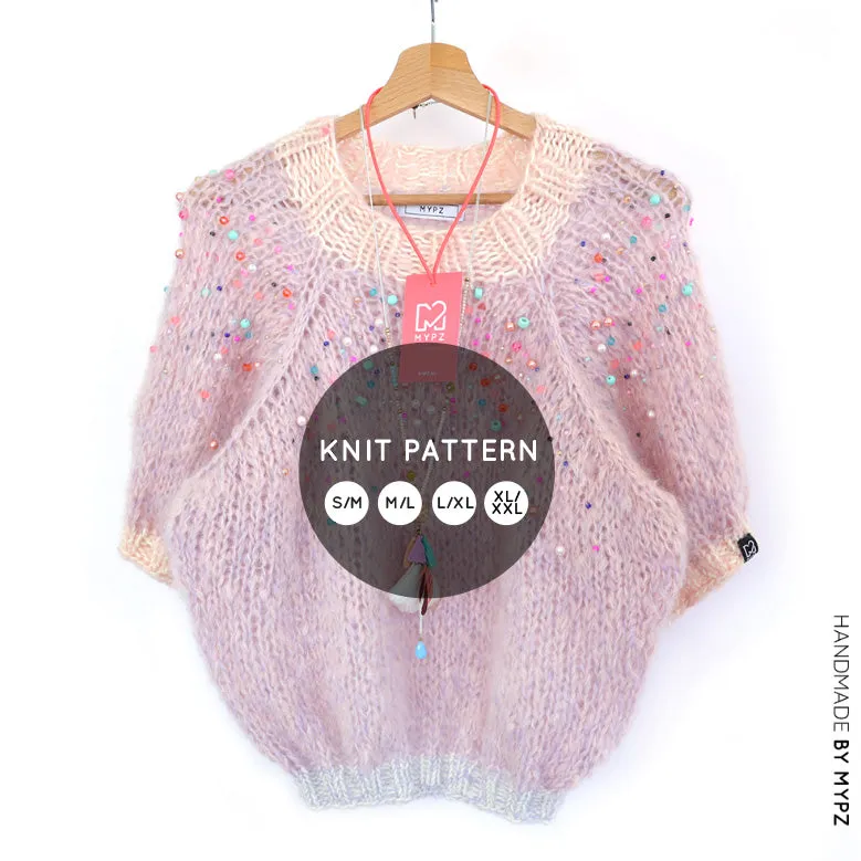 Knit pattern – MYPZ light top-down sweater Diamonds and Pearls No10 (ENG-NL)