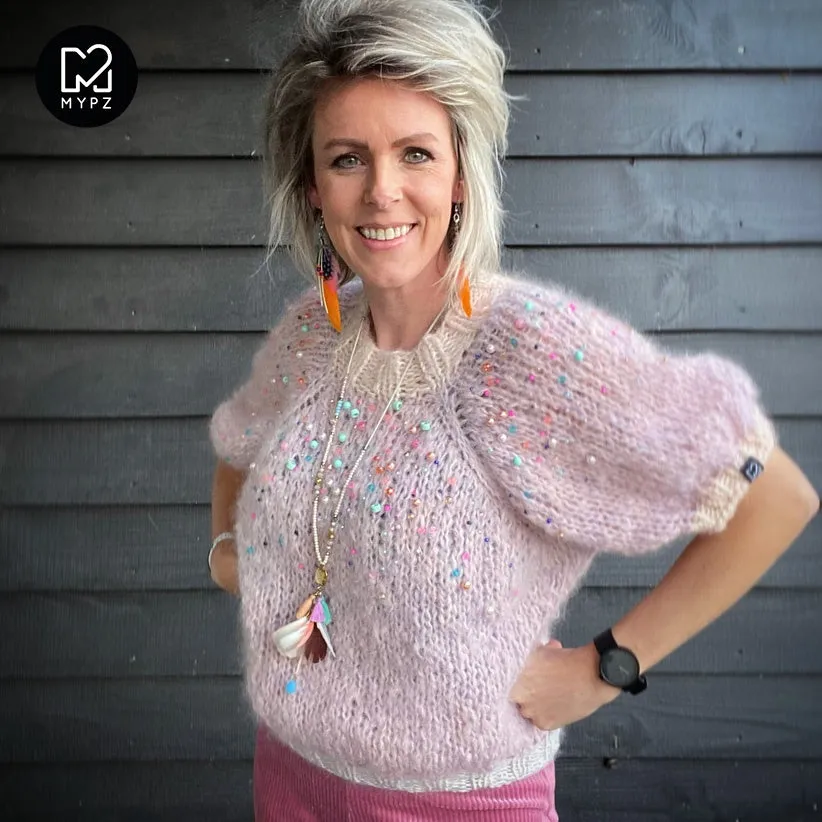Knit pattern – MYPZ light top-down sweater Diamonds and Pearls No10 (ENG-NL)