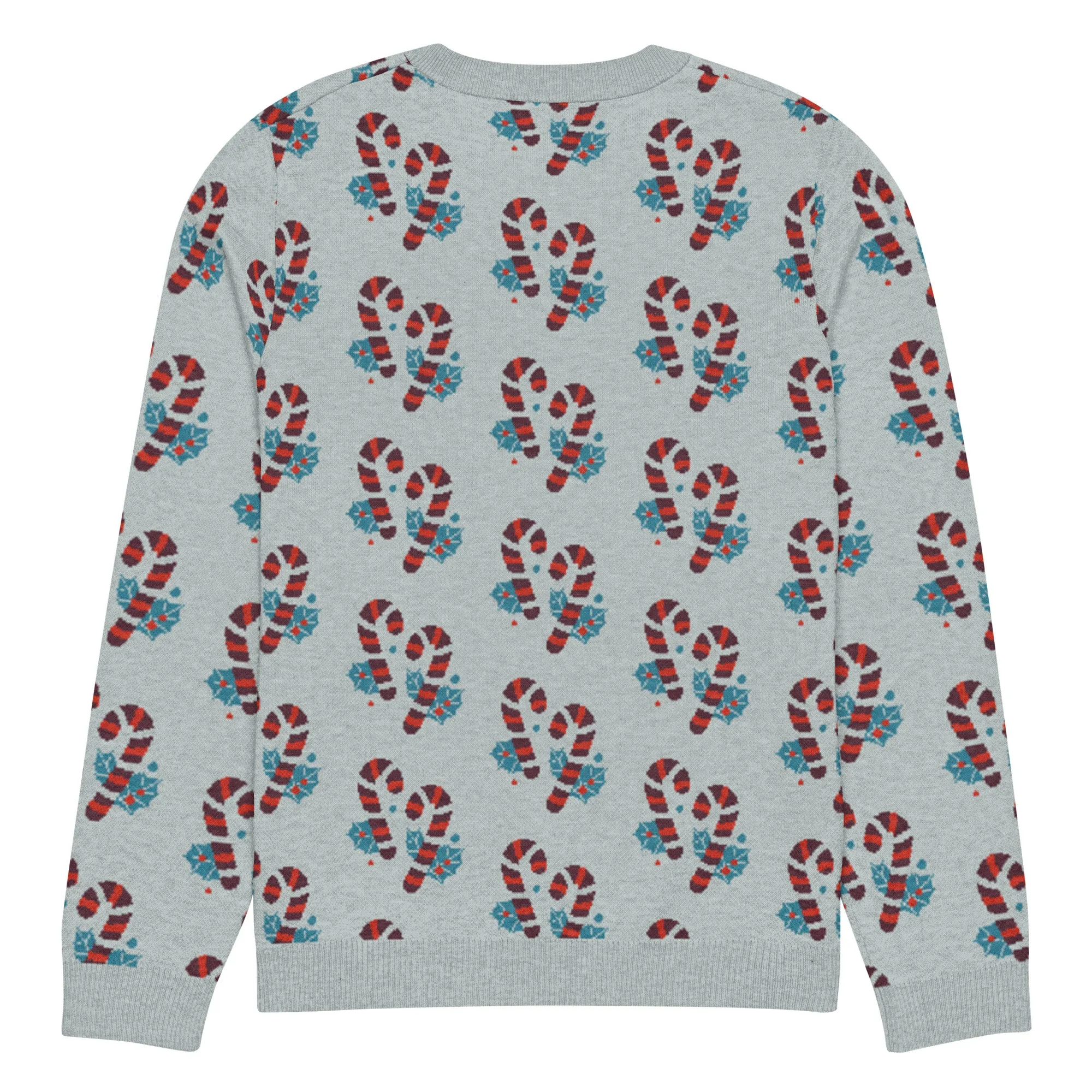Knitted Crew Neck Sweater -- Candy Cane (Glamourange Christmas Knitted Crew Neck Sweater - All-Over Pattern)