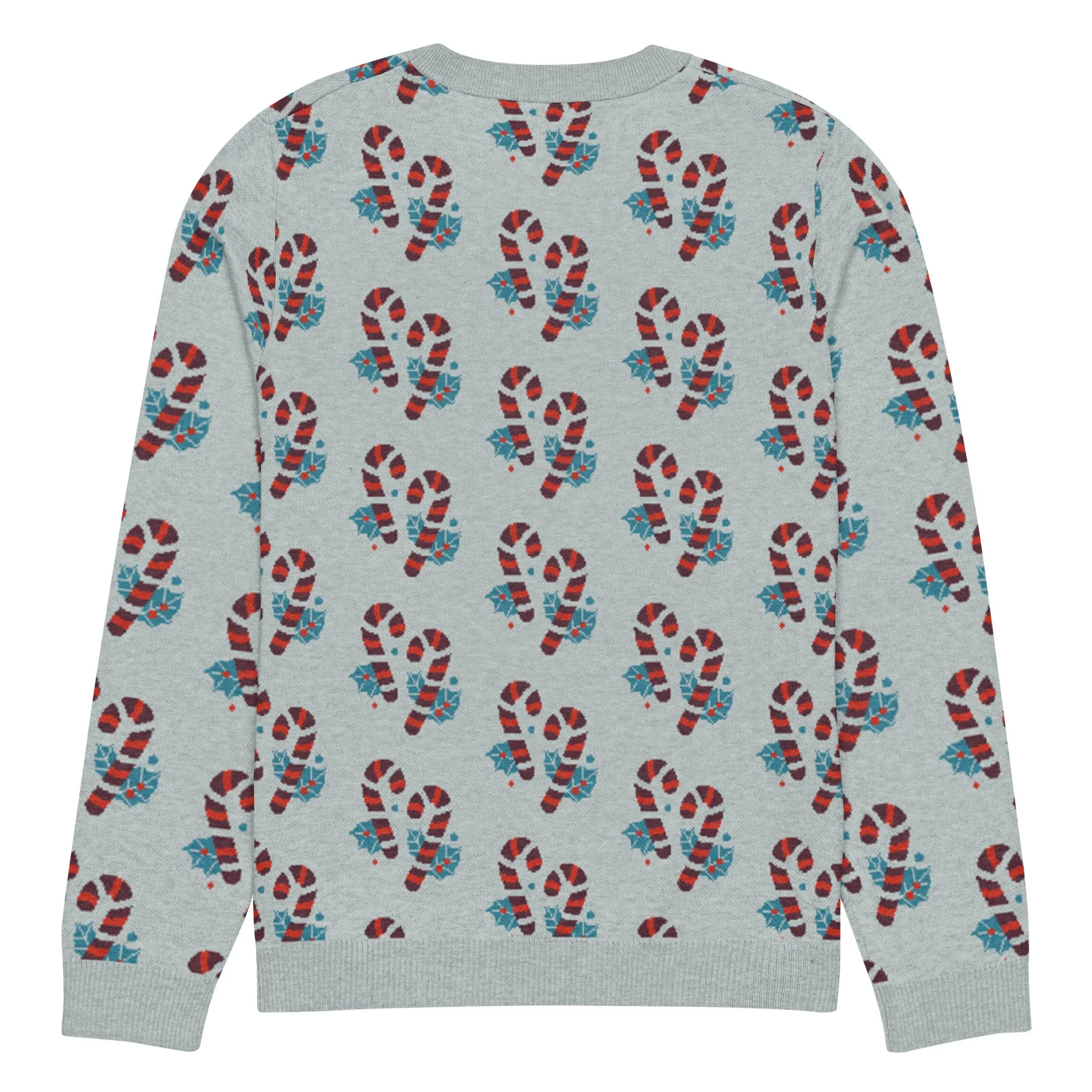 Knitted Crew Neck Sweater -- Candy Cane (Glamourange Christmas Knitted Crew Neck Sweater - All-Over Pattern)