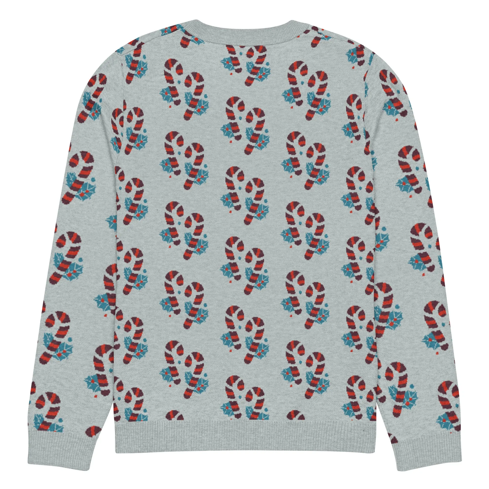 Knitted Crew Neck Sweater -- Candy Cane (Glamourange Christmas Knitted Crew Neck Sweater - All-Over Pattern)