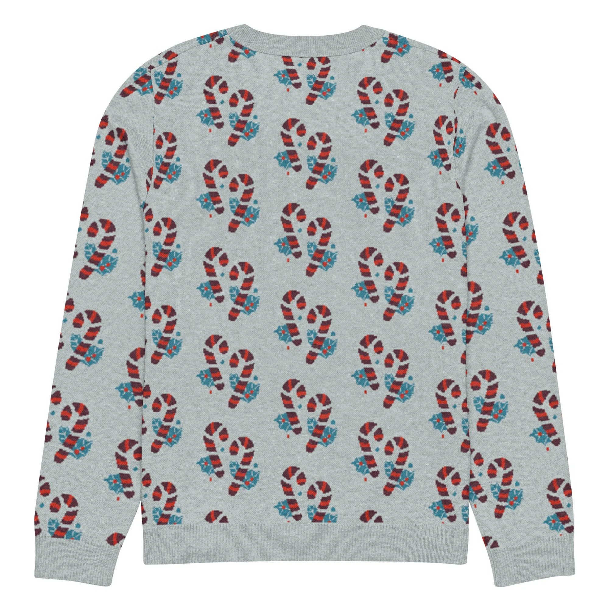 Knitted Crew Neck Sweater -- Candy Cane (Glamourange Christmas Knitted Crew Neck Sweater - All-Over Pattern)