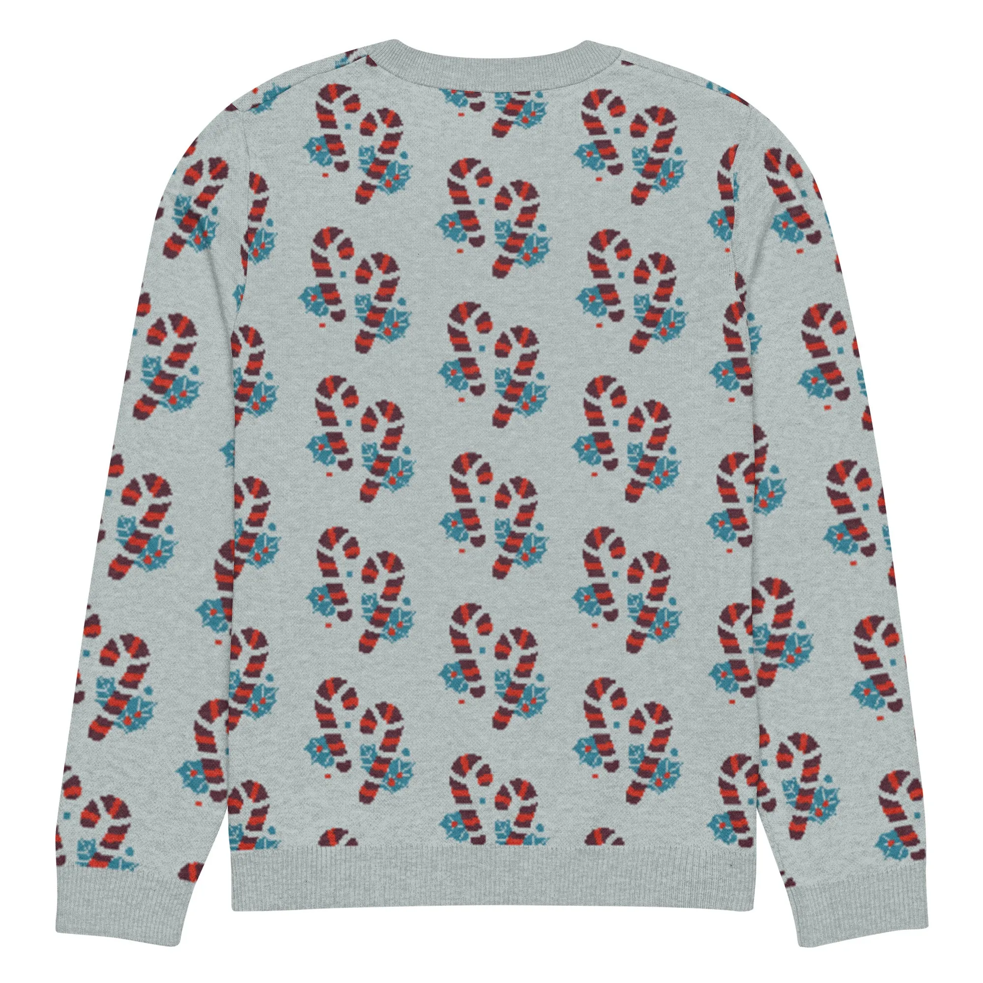 Knitted Crew Neck Sweater -- Candy Cane (Glamourange Christmas Knitted Crew Neck Sweater - All-Over Pattern)