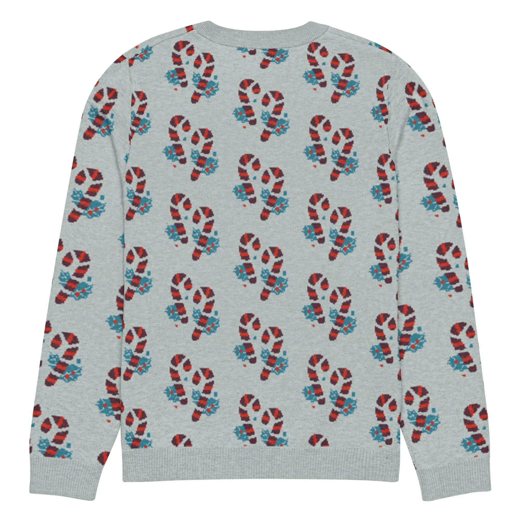 Knitted Crew Neck Sweater -- Candy Cane (Glamourange Christmas Knitted Crew Neck Sweater - All-Over Pattern)