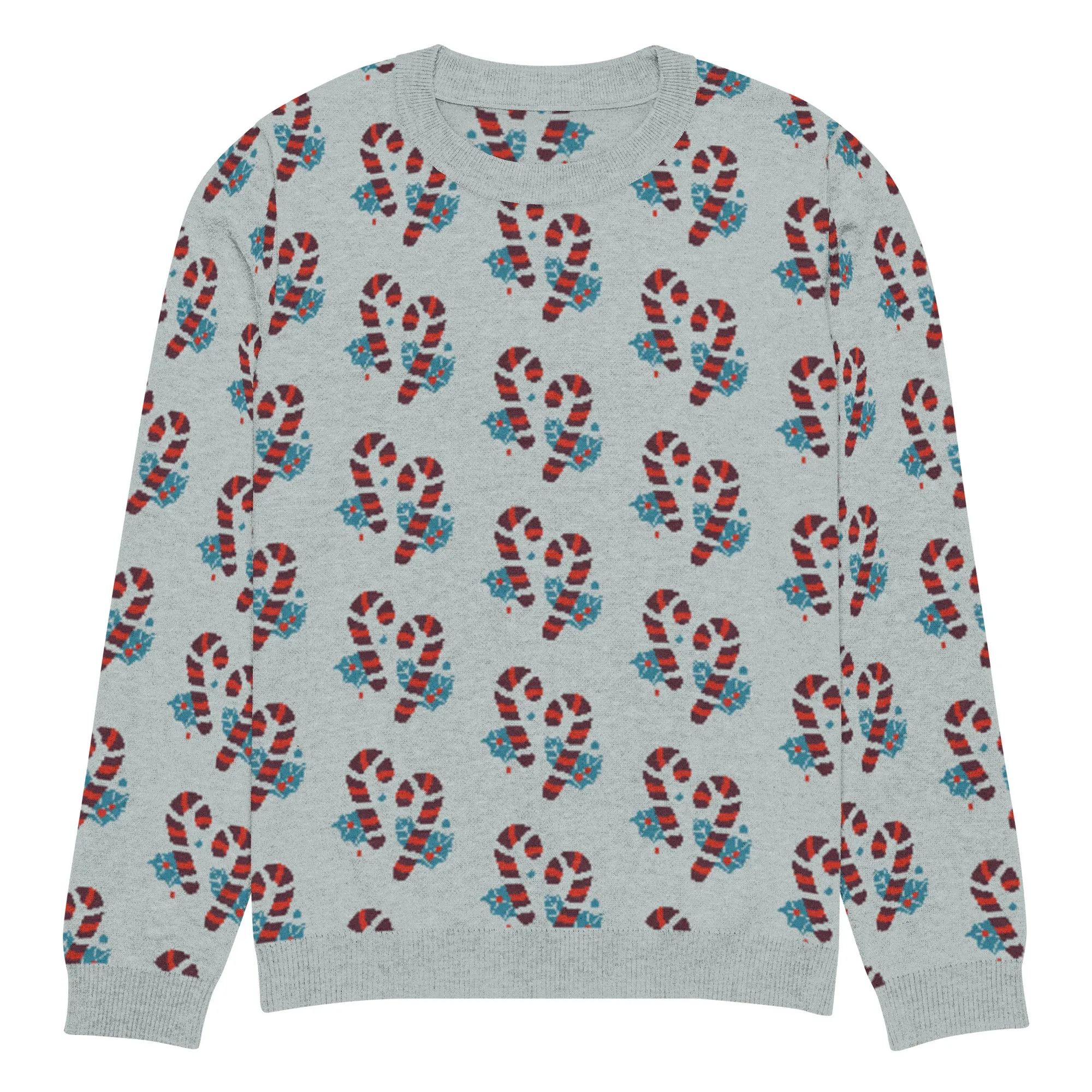 Knitted Crew Neck Sweater -- Candy Cane (Glamourange Christmas Knitted Crew Neck Sweater - All-Over Pattern)
