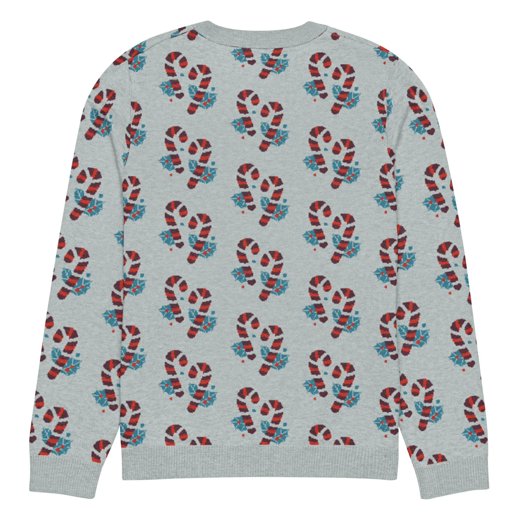 Knitted Crew Neck Sweater -- Candy Cane (Glamourange Christmas Knitted Crew Neck Sweater - All-Over Pattern)