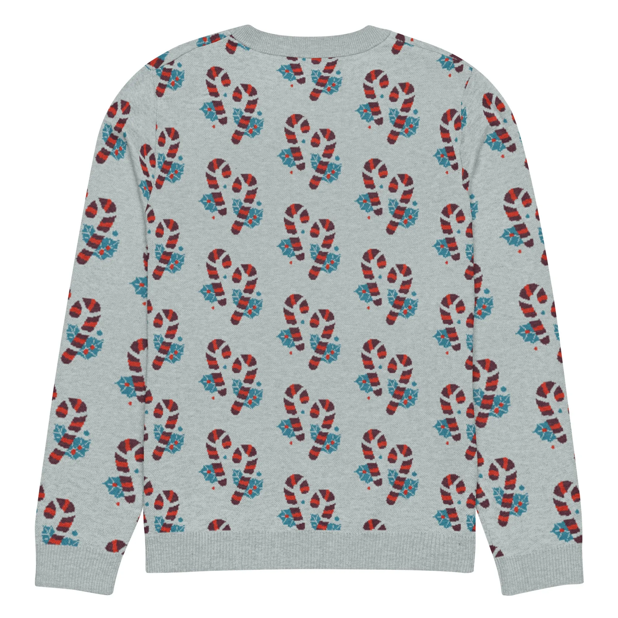 Knitted Crew Neck Sweater -- Candy Cane (Glamourange Christmas Knitted Crew Neck Sweater - All-Over Pattern)