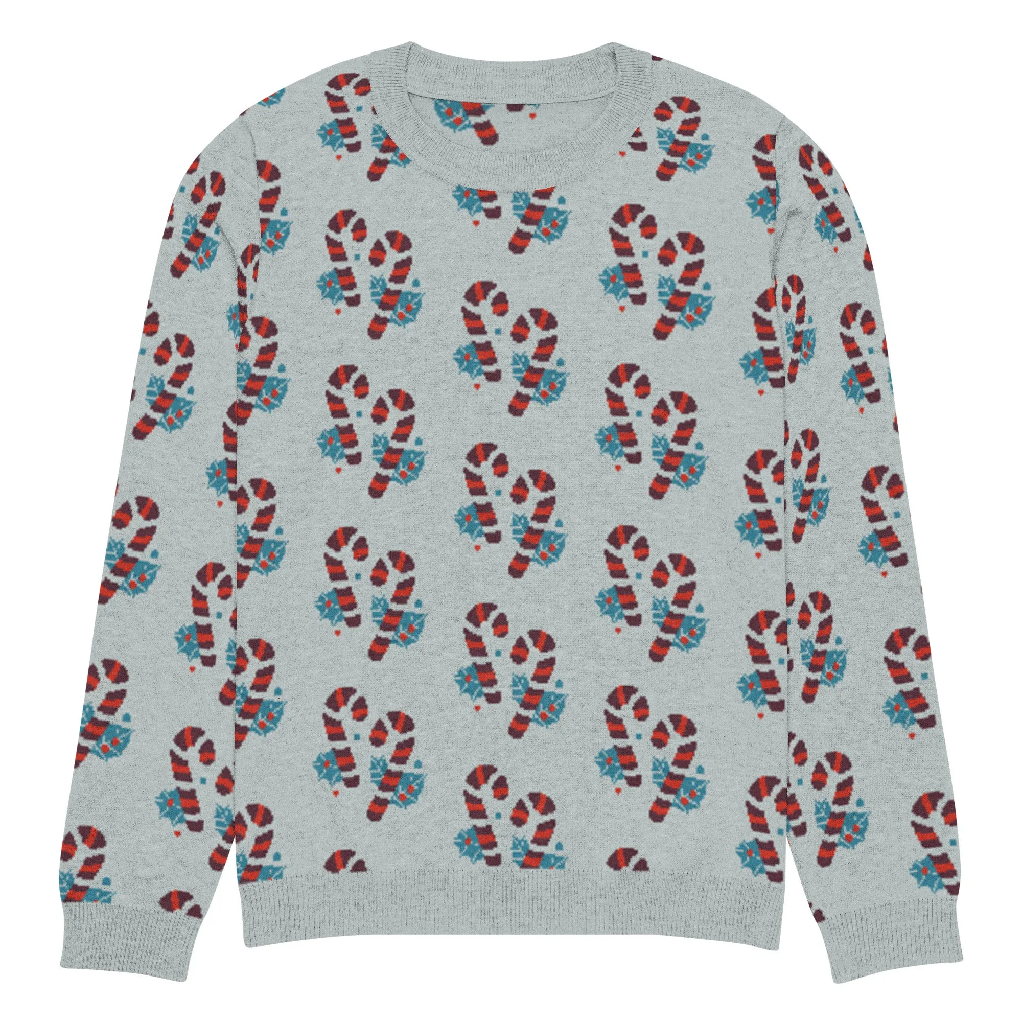 Knitted Crew Neck Sweater -- Candy Cane (Glamourange Christmas Knitted Crew Neck Sweater - All-Over Pattern)