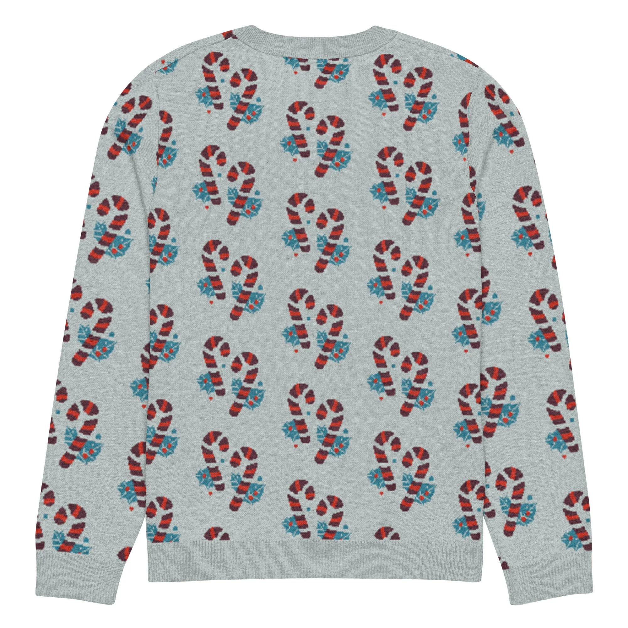 Knitted Crew Neck Sweater -- Candy Cane (Glamourange Christmas Knitted Crew Neck Sweater - All-Over Pattern)